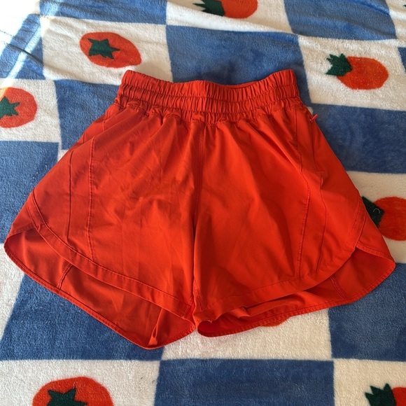 Lululemon Orange Track That High Rise Lined Short 5” - Picture 3 of 11